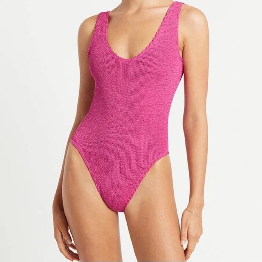 NWT Bond-Eye Mara Crinkle One Piece Swimsuit Pink